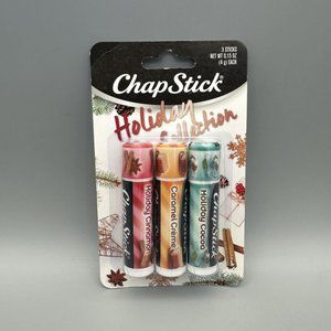 Chapstick Holiday Collection Cocoa + Caramel Creme + Cinnamon. Pack of 3.